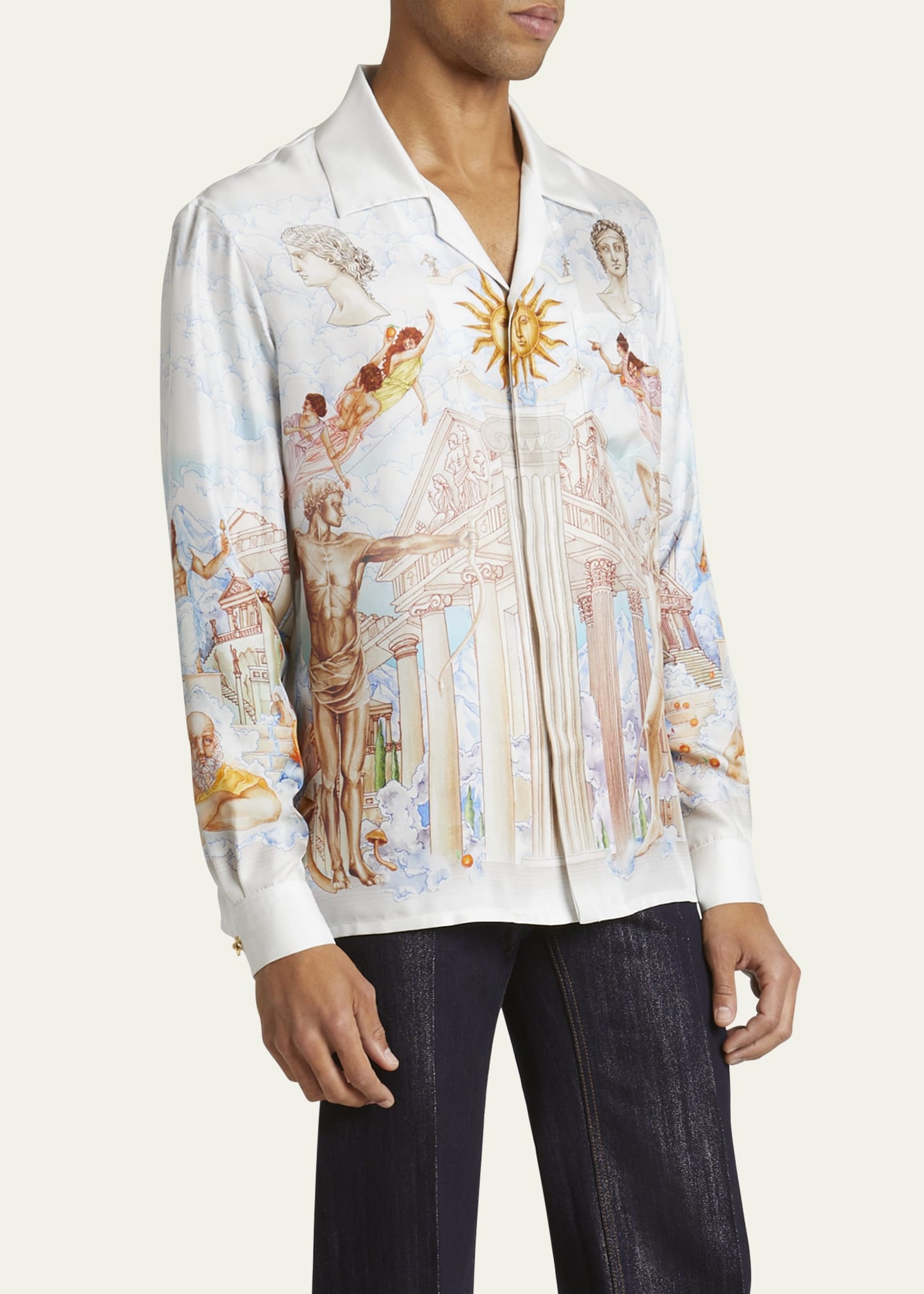 Men's Greek Temple du Savoir Silk Camp Shirt - 4