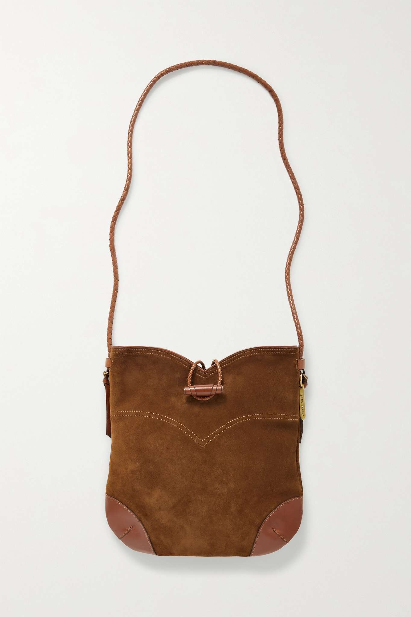 Tyag leather-trimmed suede shoulder bag - 1