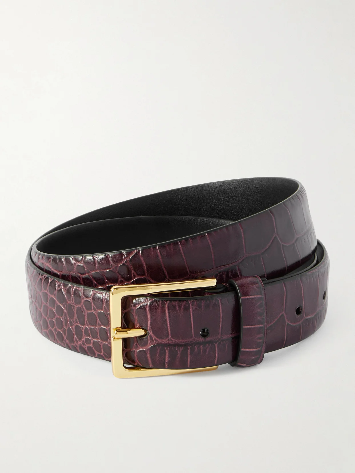 Croc-effect Leather Belt - 1