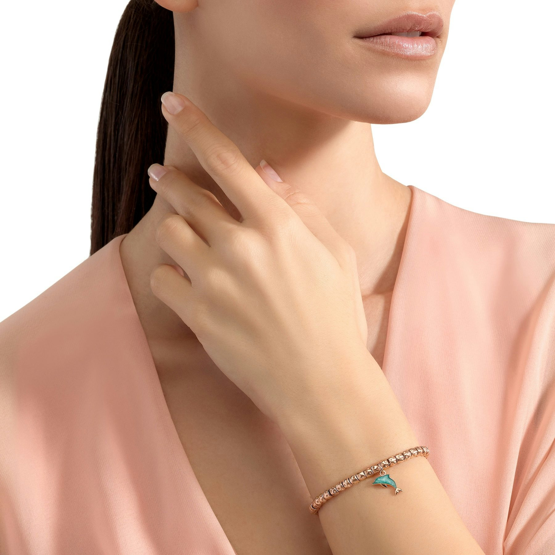 ROSE GOLD & ENAMEL DOLPHIN CHARM - 3