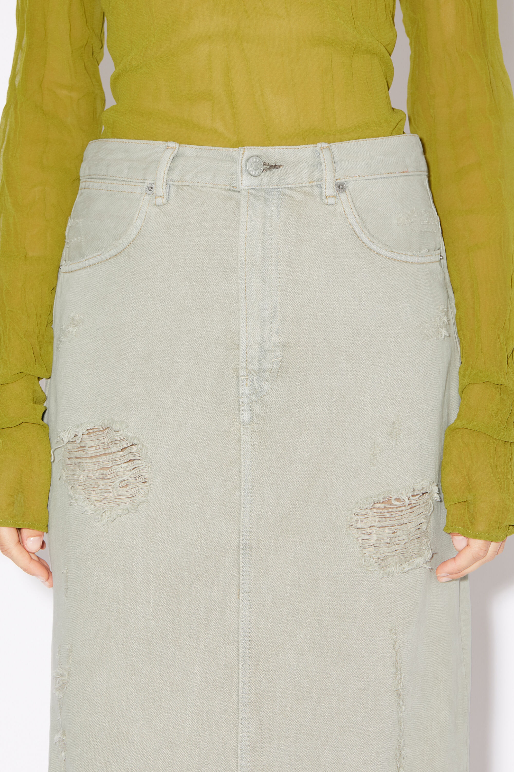 Distressed denim skirt - Beige/grey - 6