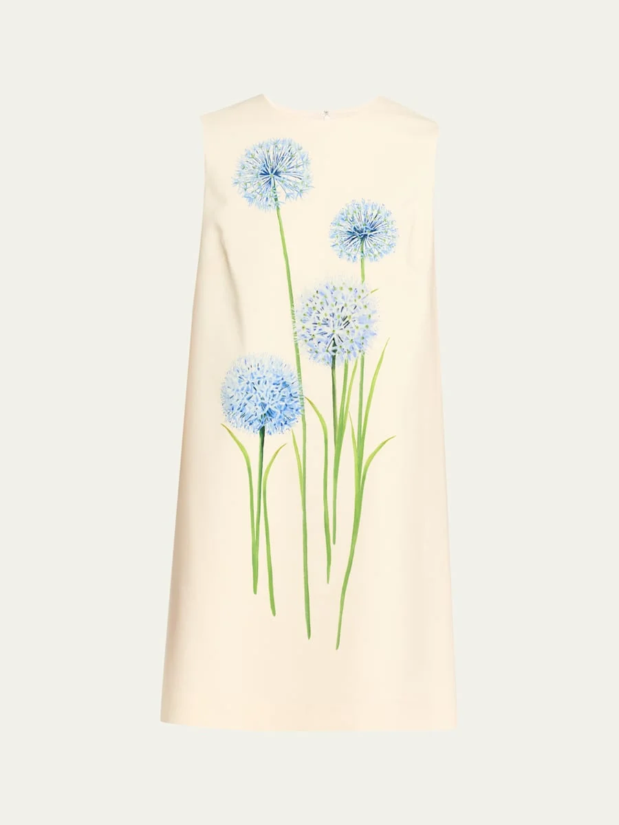 Alliums-Print Sleeveless Mini Shift Dress - 1
