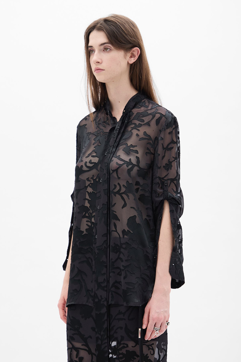 Dien Standard Collar Long Shirt with Foulard 5