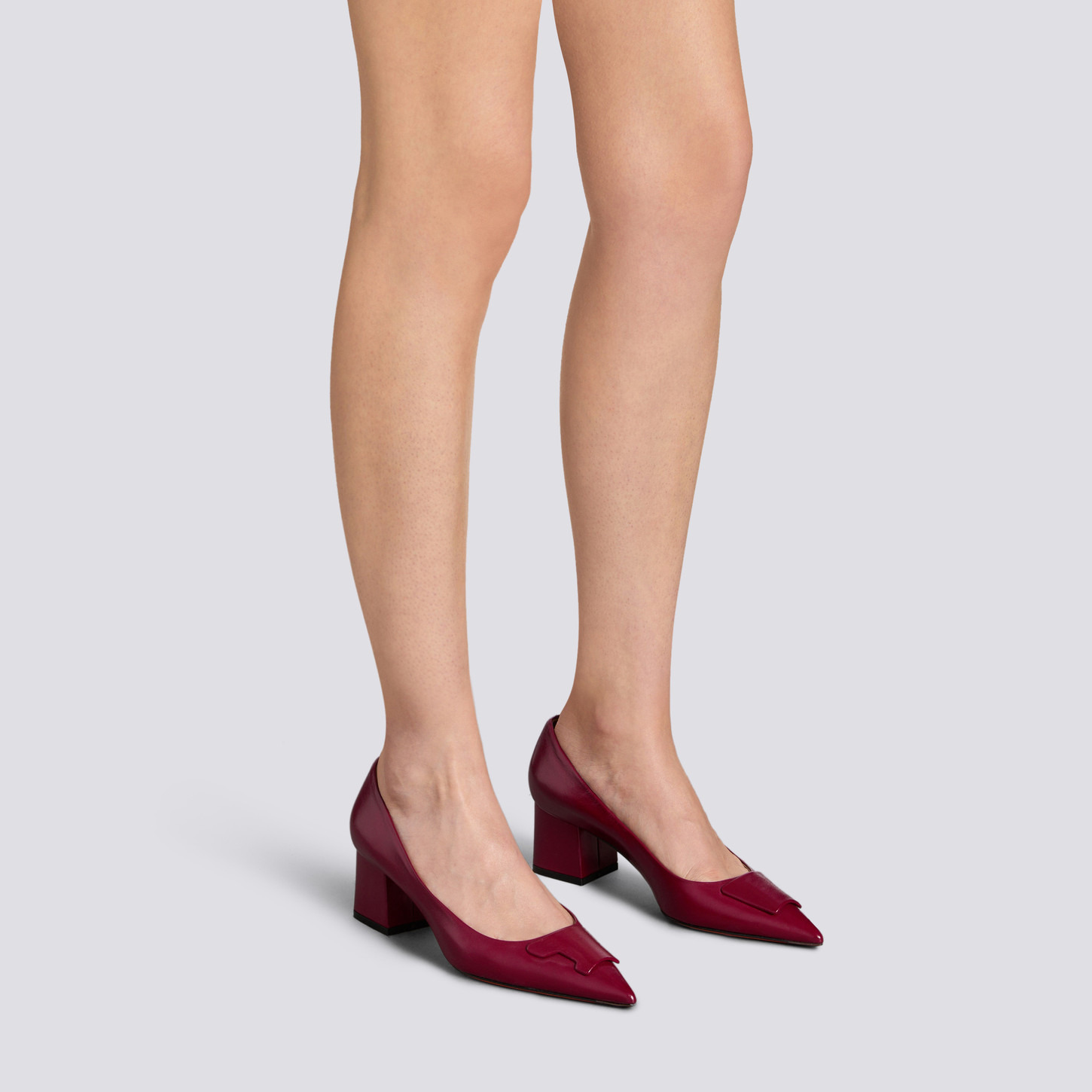 Women's red leather mid-heel Santoni Sibille pump - 2