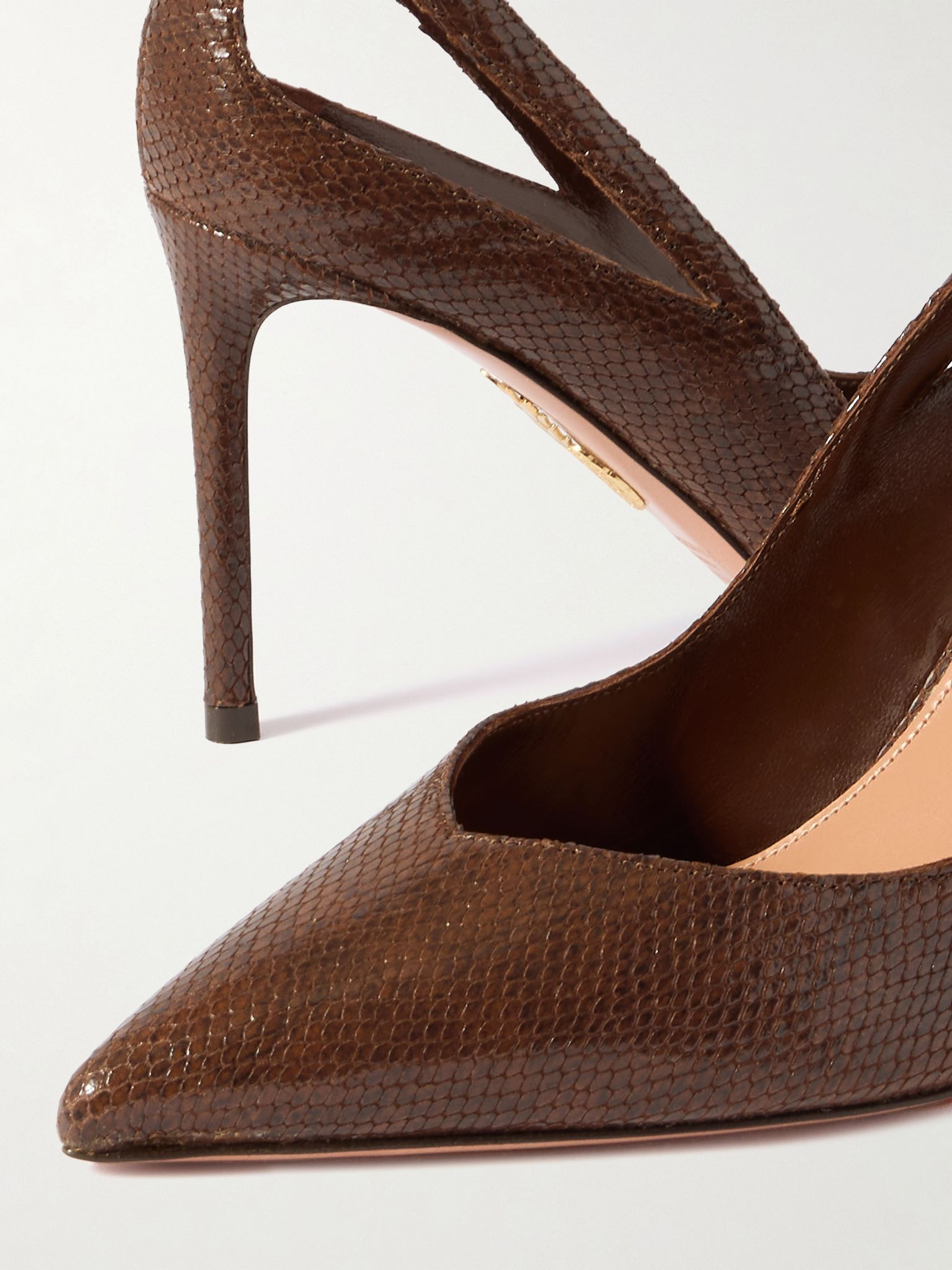 Sheeva 85 cutout snake-effect leather pumps Dark brown - 4