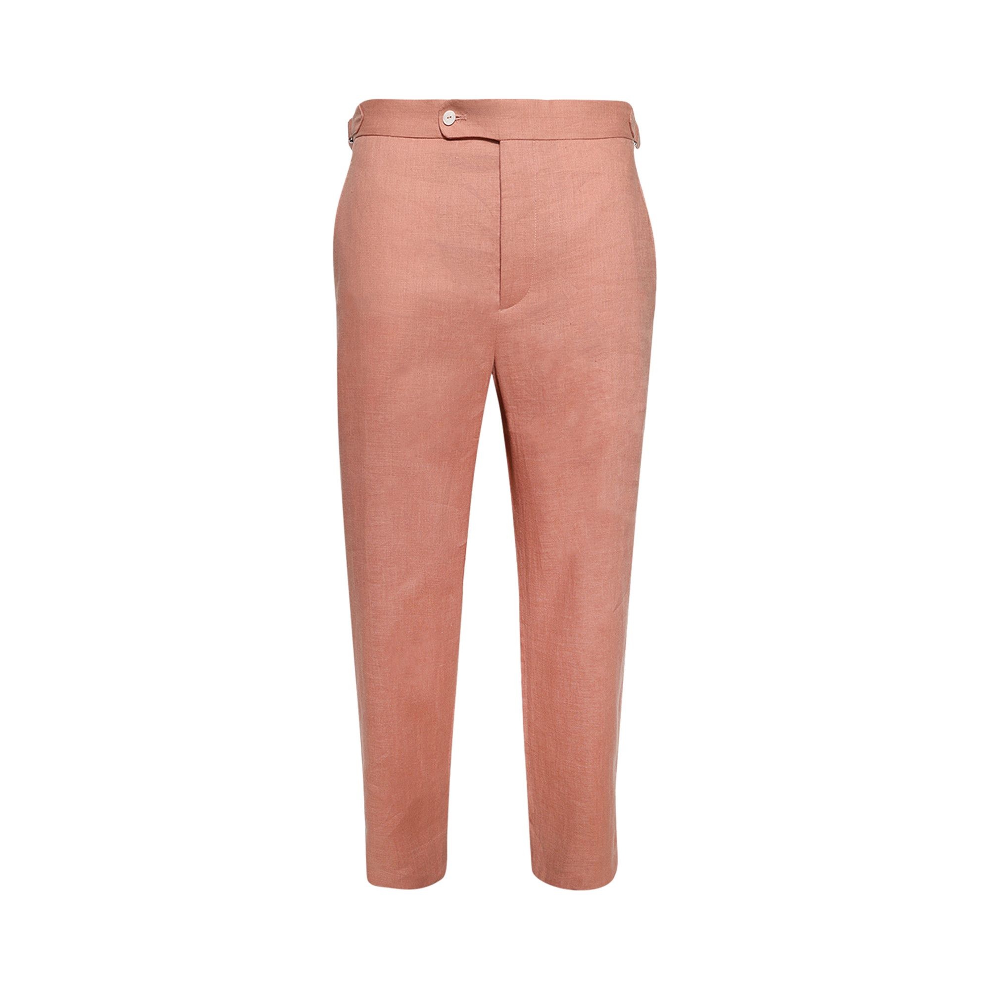 Bode Lightweight Linen Side Buckle Trousers 'Pink' - 1