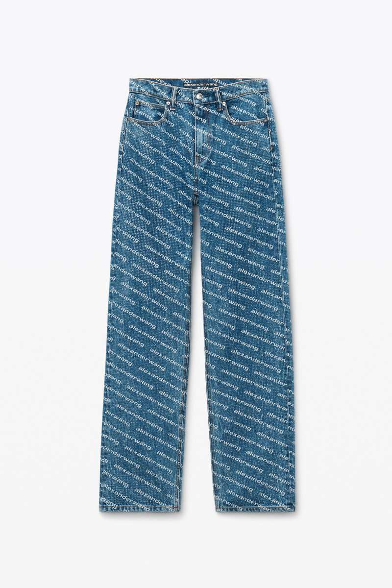 EZ Mid Rise Jeans in Logo Crystal Hotfix - 1