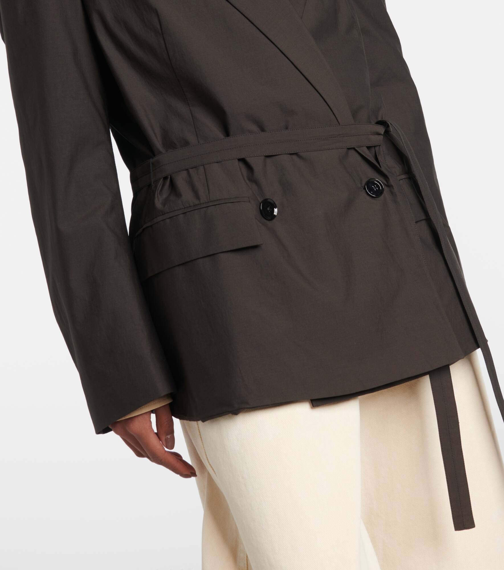Belted cotton and silk blazer - 5