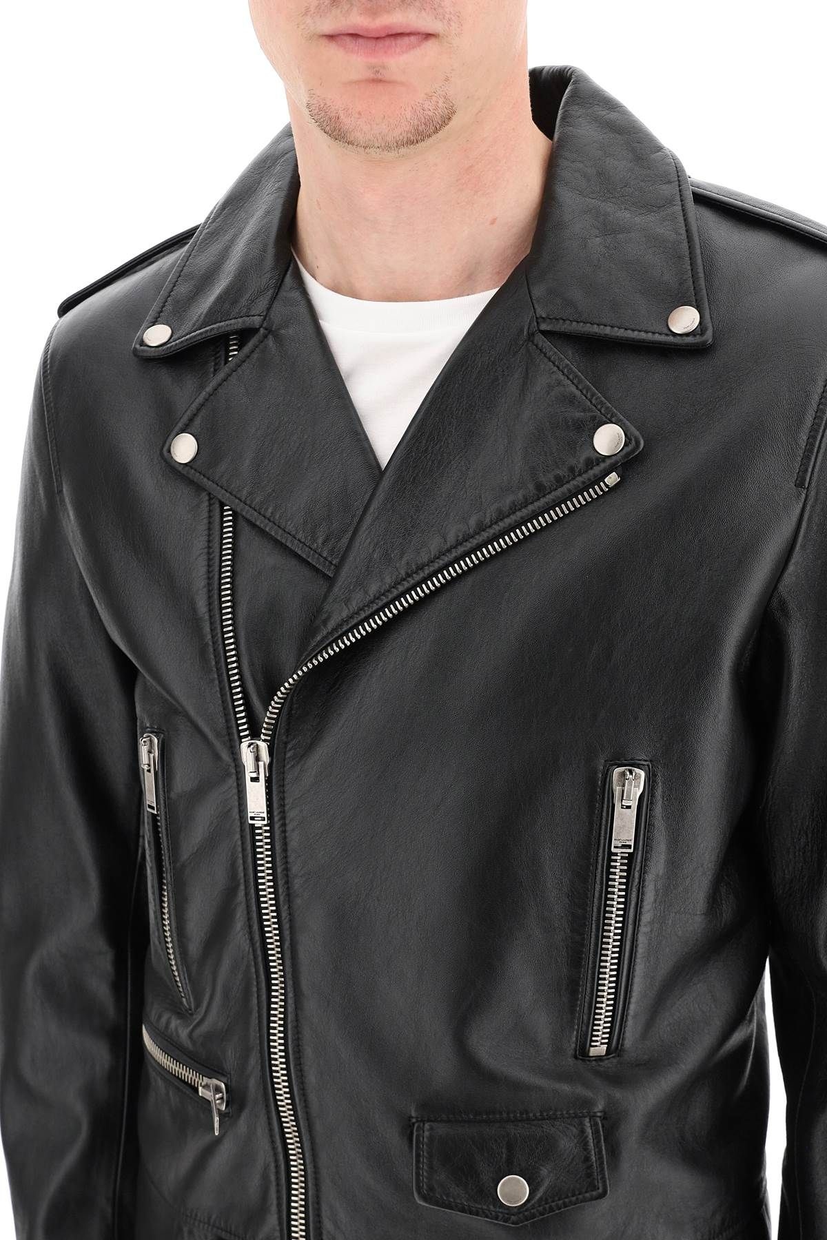 LEATHER BIKER JACKET - 5