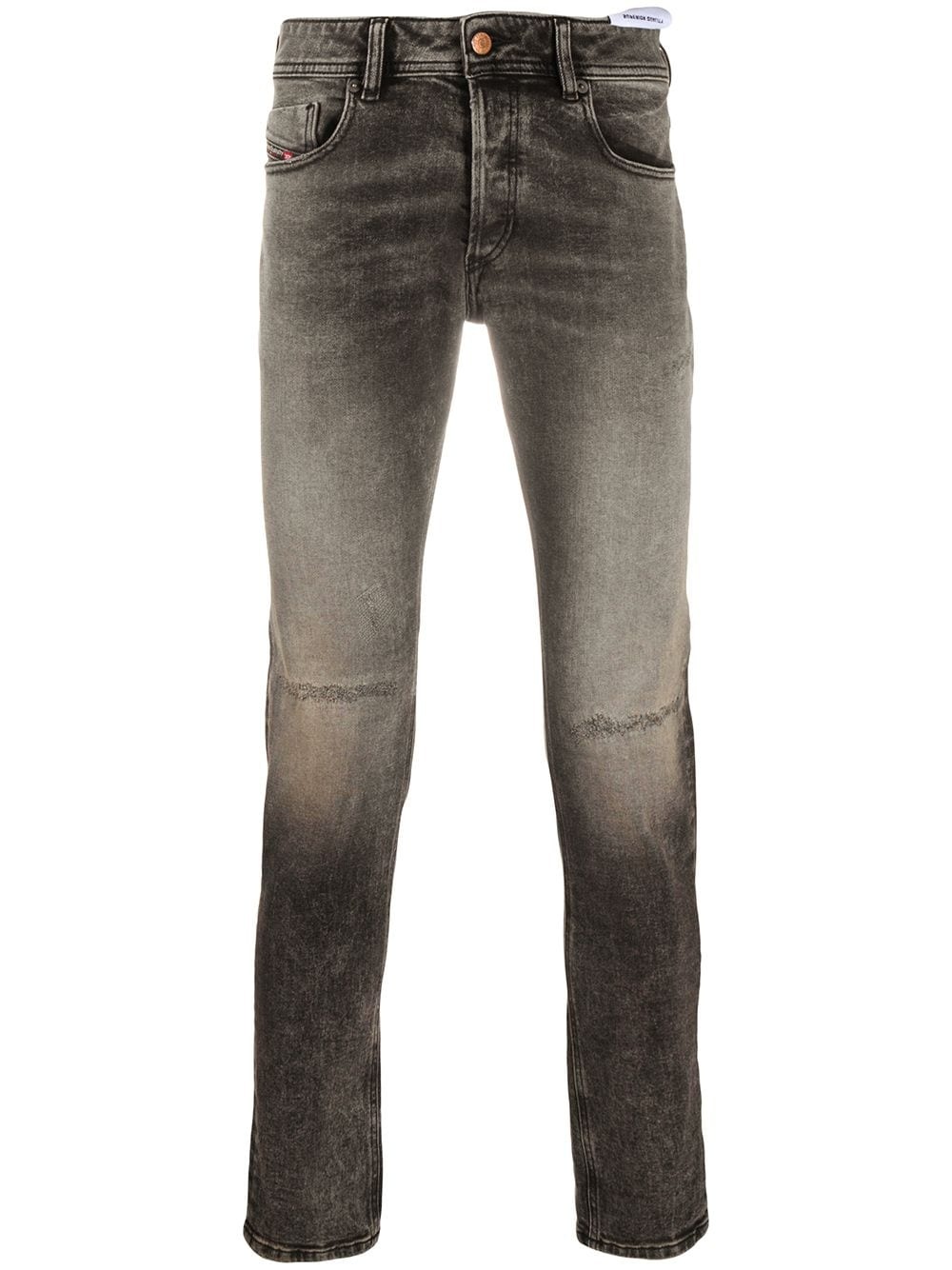 grey faded straight-leg jeans - 1