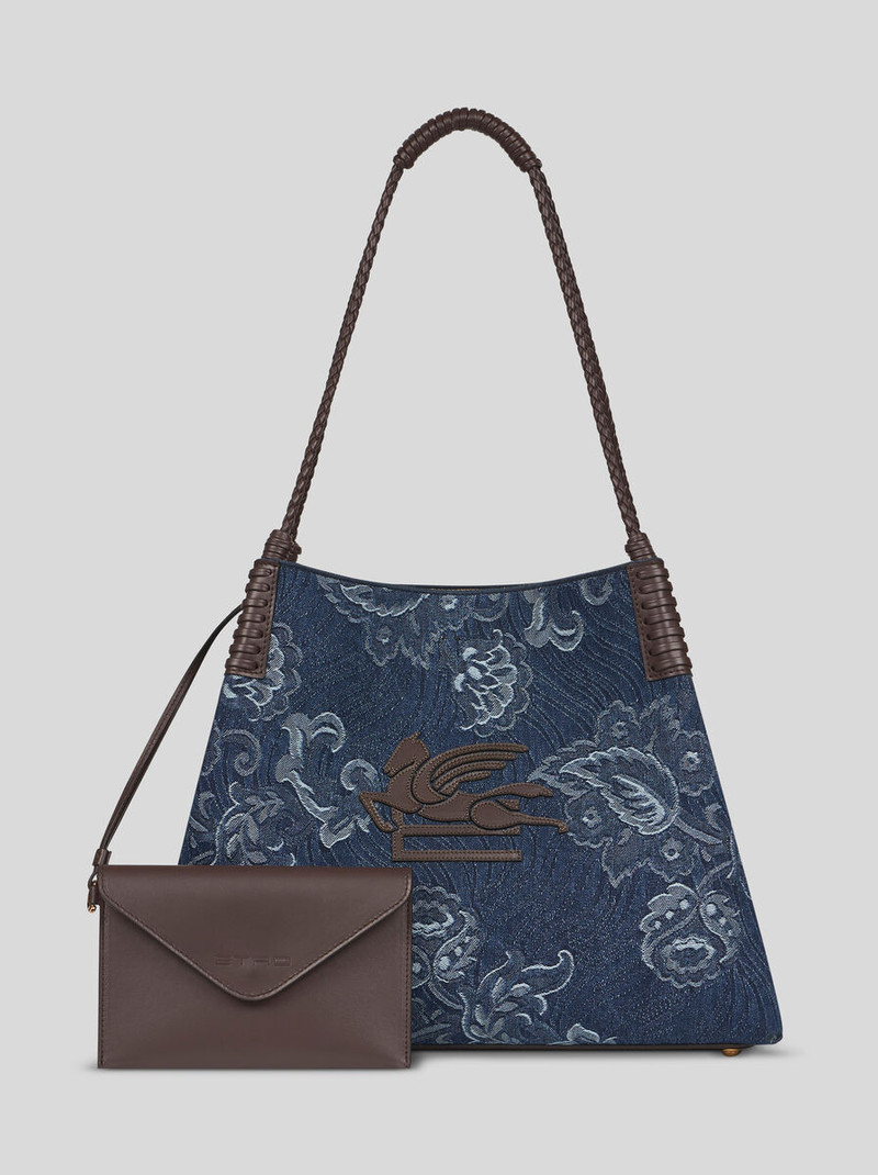 Etro MEDIUM LIBRA TOTE BAG IN JACQUARD DENIM outlook