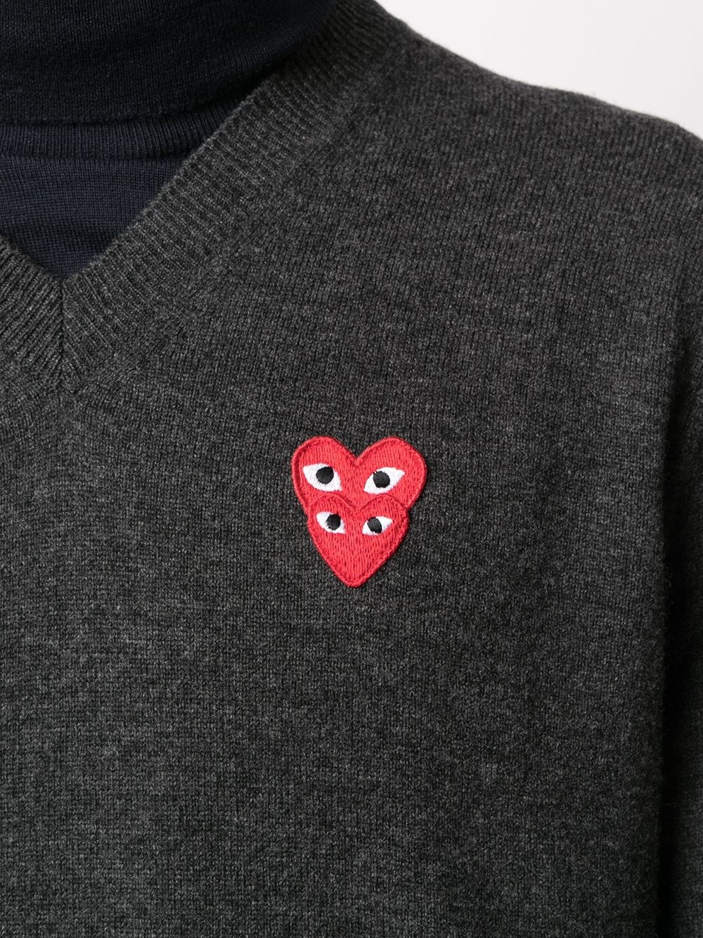 embroidered double heart patch jumper - 5