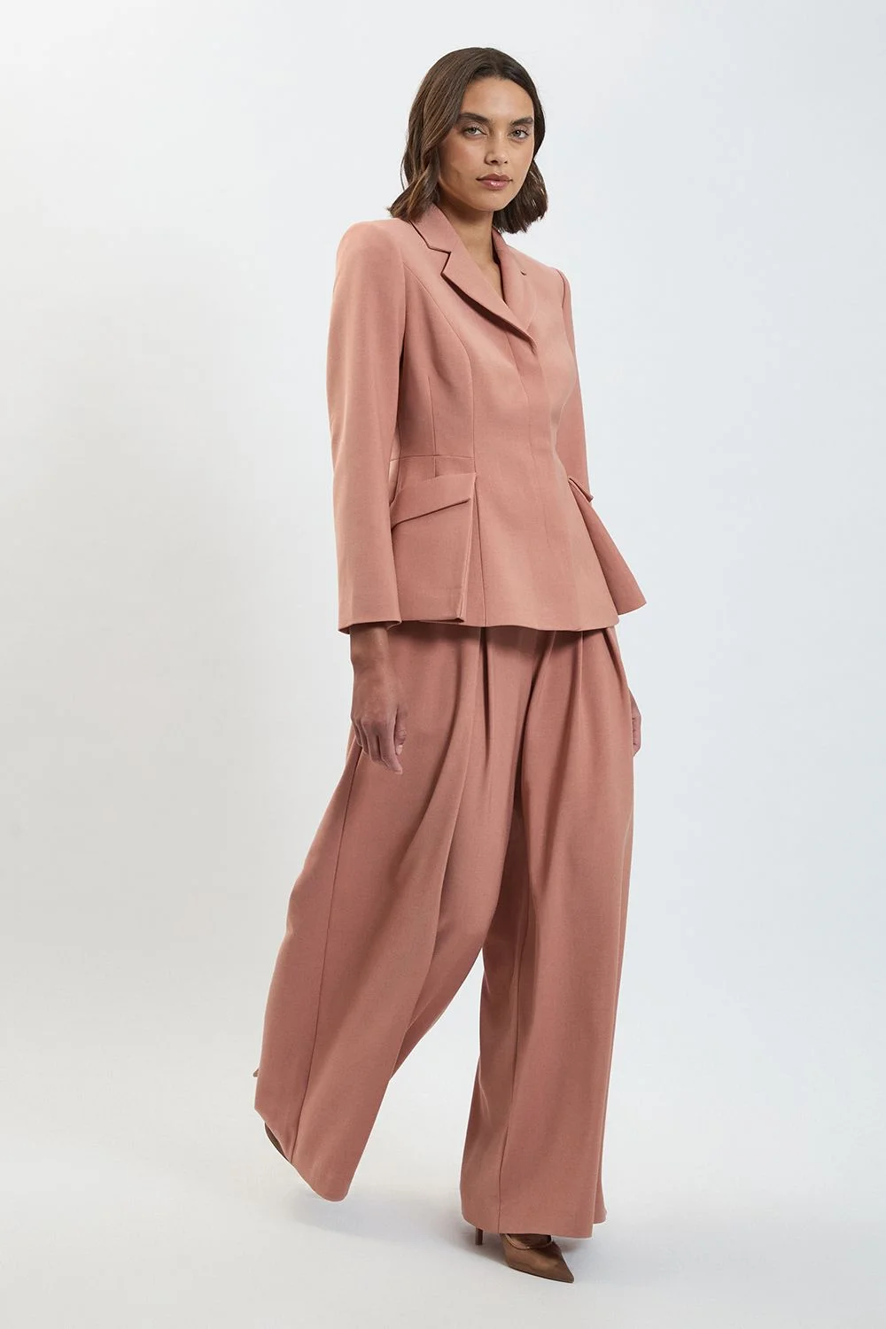 Polished Pleat Wide Leg Tailored Trouser - 1