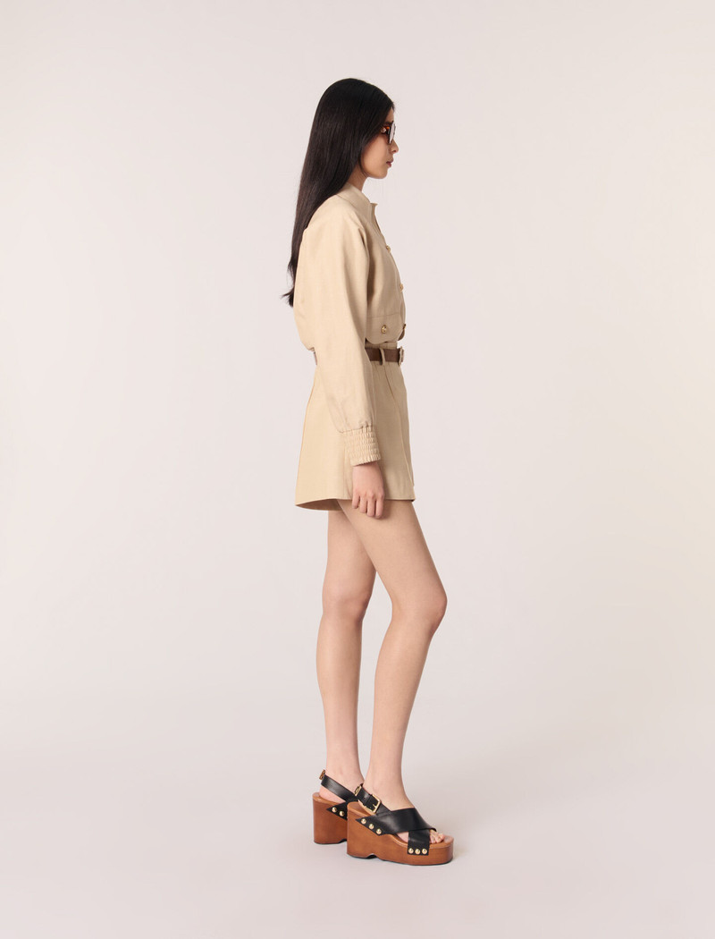 Linen and cotton shorts with darts 3