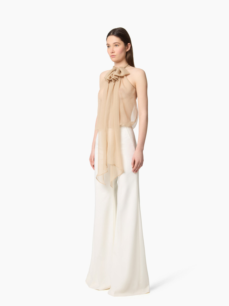 NINA RICCI Sleeveless Beige Lavalliere Shirt outlook