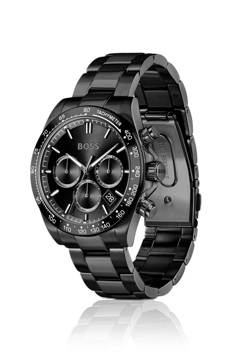 BOSS STEEL-BRACELET WATCH WITH BLACK DIAL outlook
