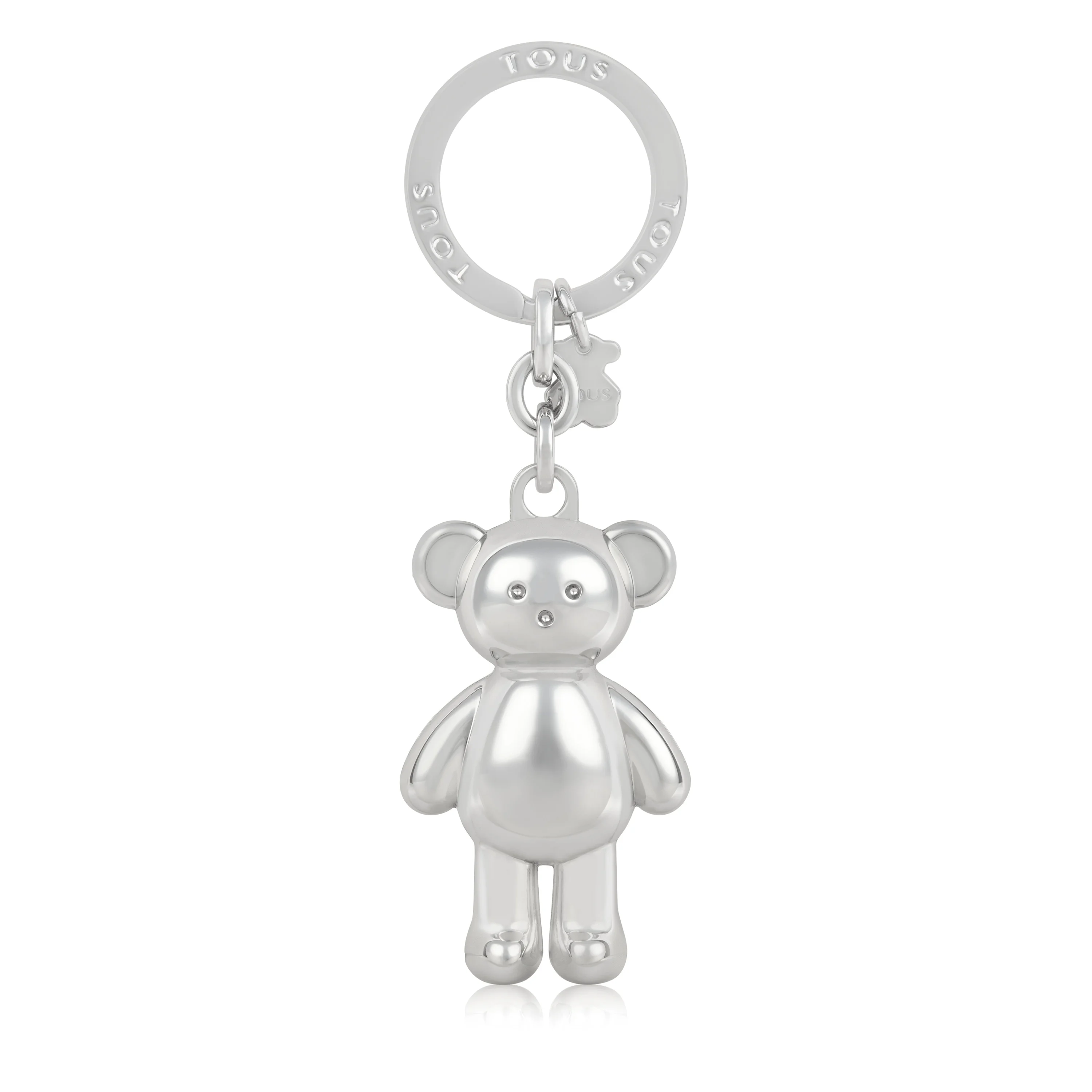 Silver colored Teddy Bear bear Key ring - 1