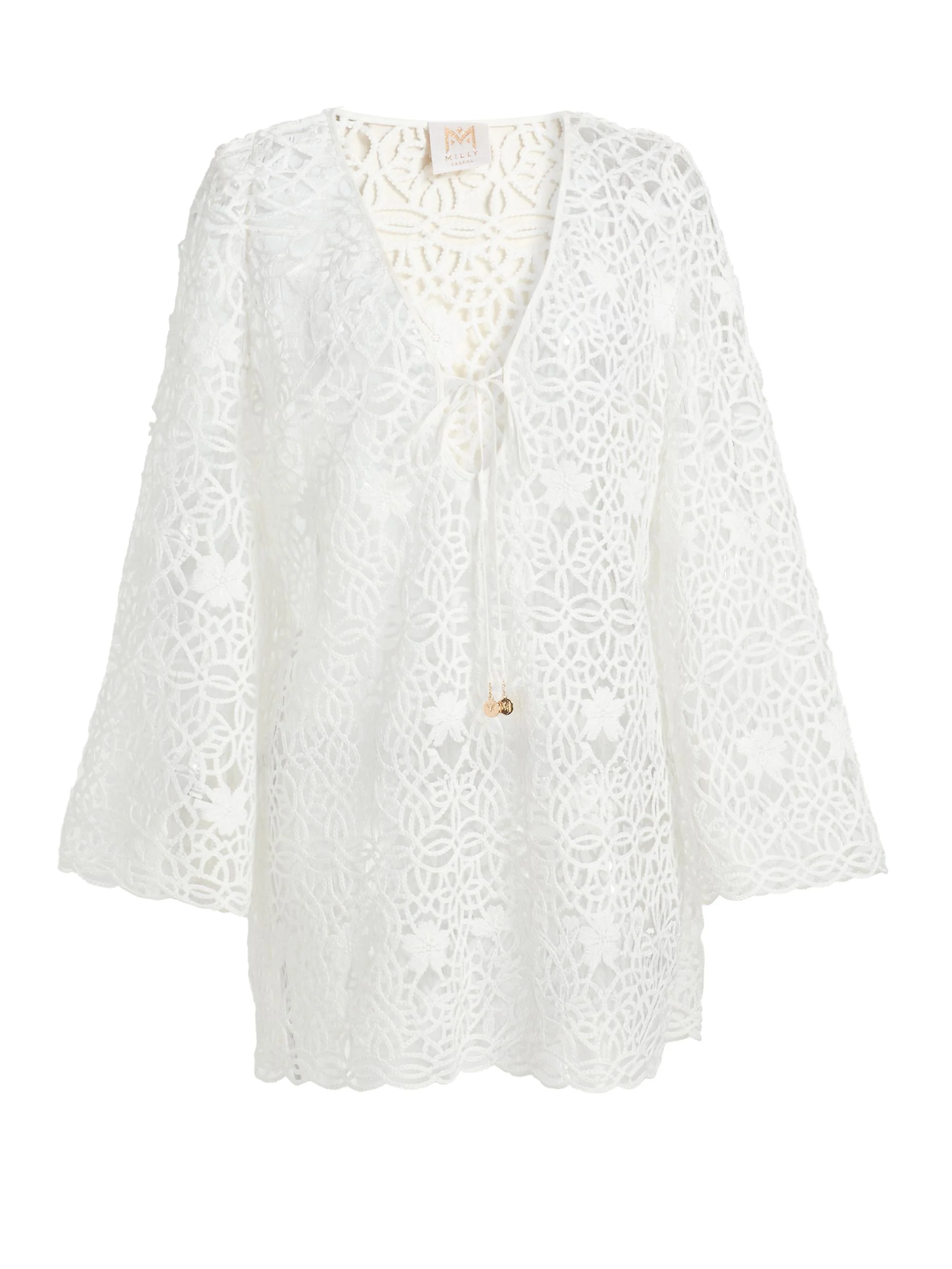 Women's Viara Crochet-Knit Cover-Up Minidress - White - 1