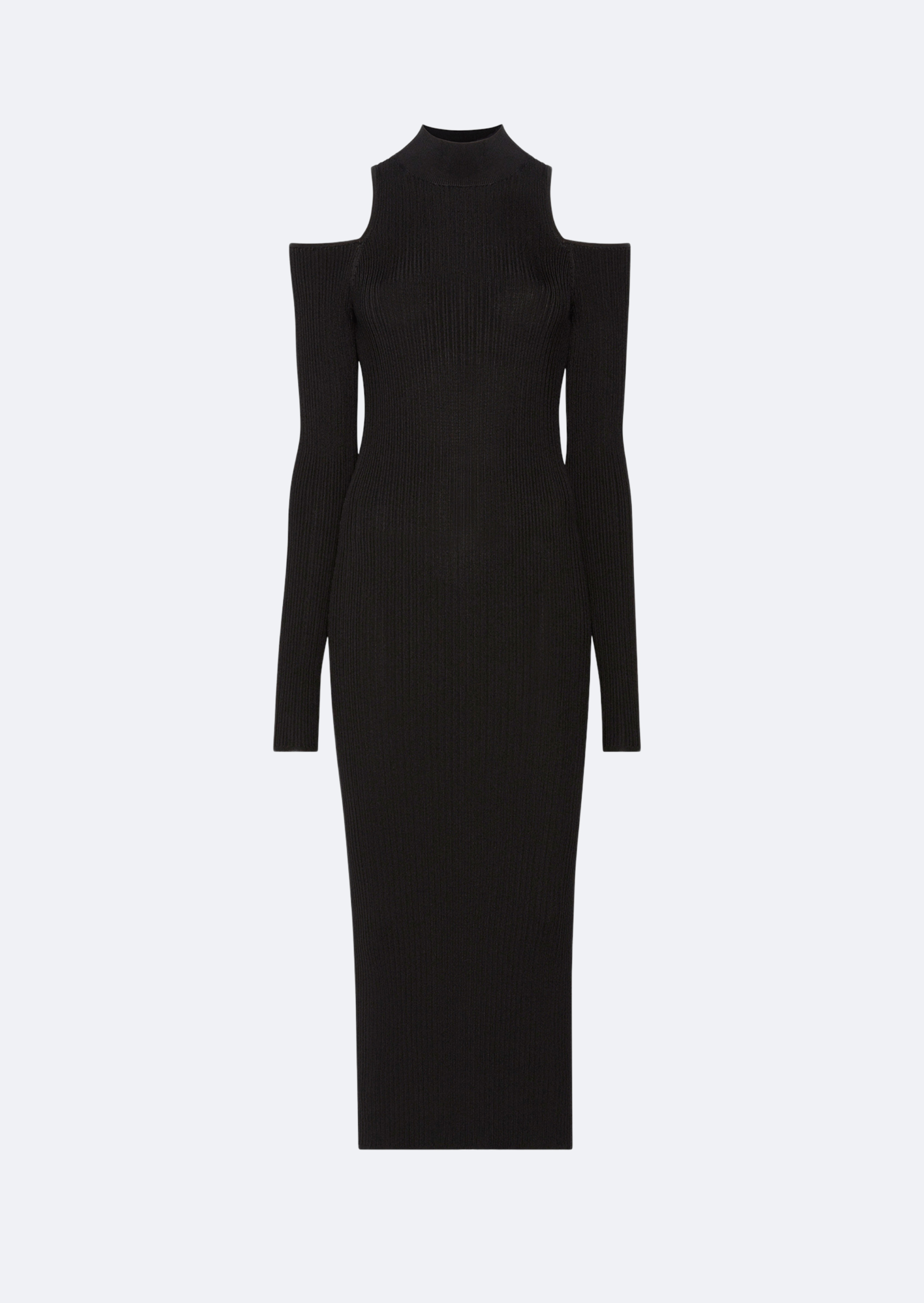 Shiny Viscose Mock Neck Dress - 1