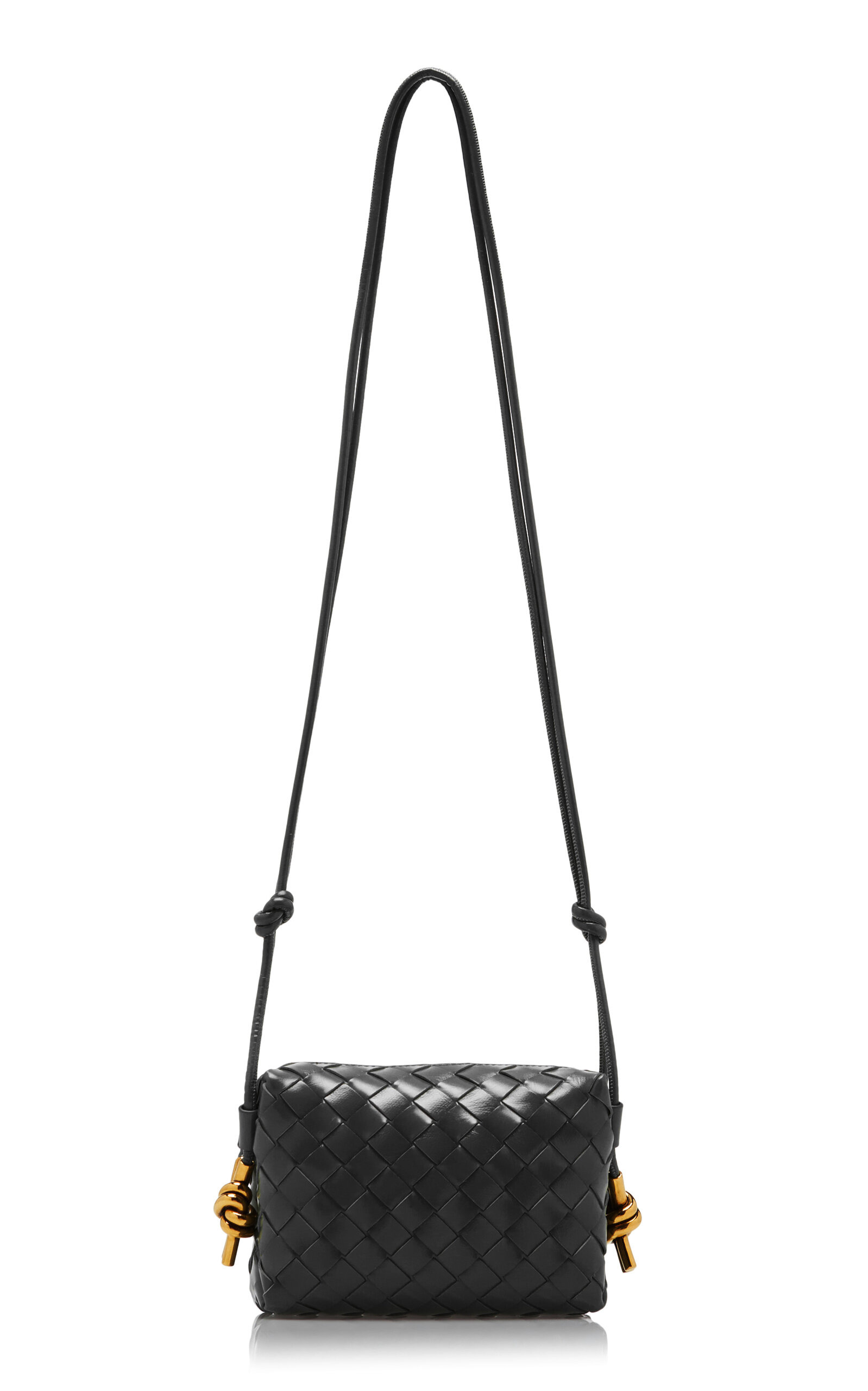 Mini Loop Metal Intrecciato Leather Crossbody Bag black - 4