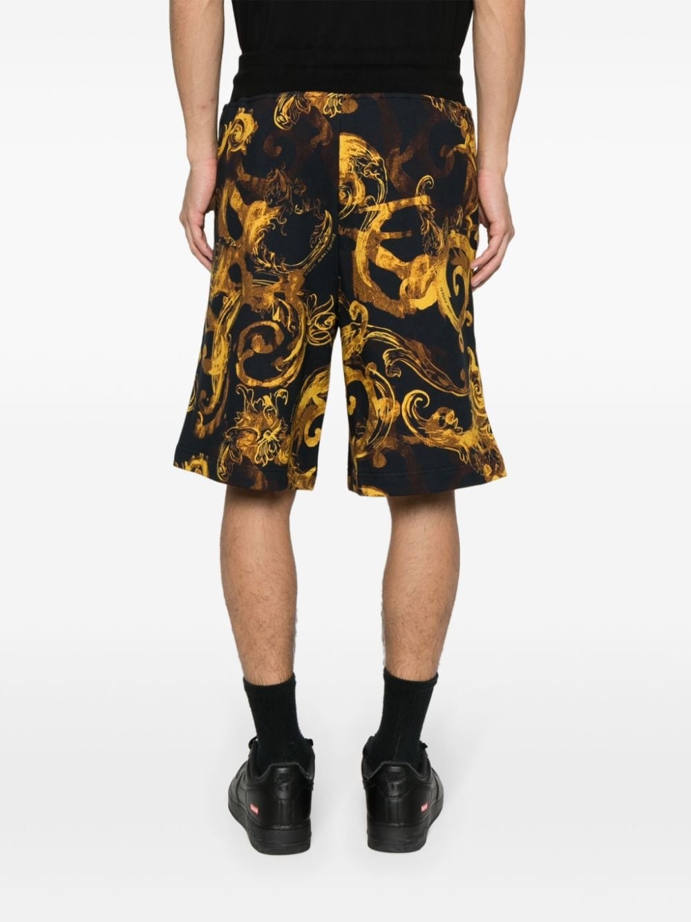 Barocco-print cotton track shorts - 4