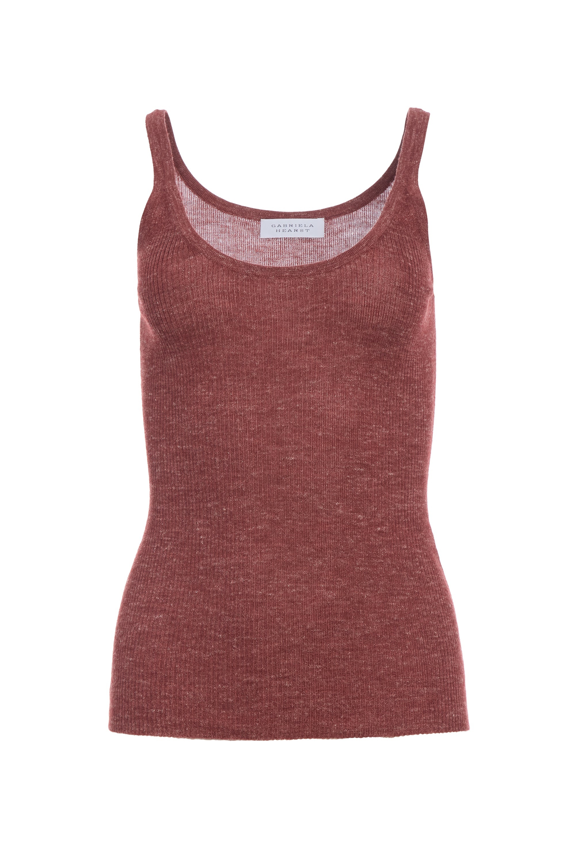 Cinxia Knit Tank Top in Burnt Sienna Cashmere Silk with Hemp - 1