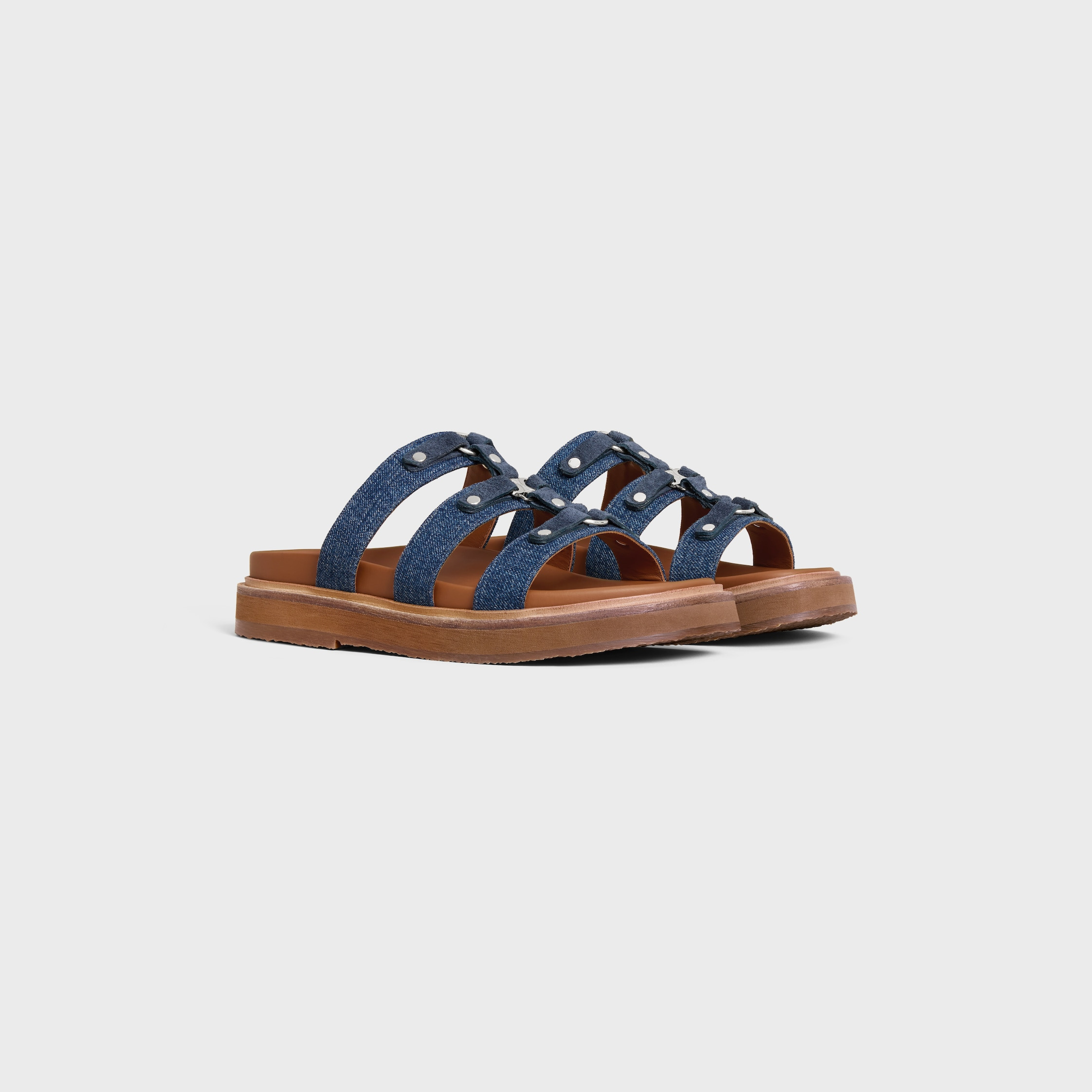 CELINE - TIPPI SLIDE IN Denim and Suede Calfskin - 2