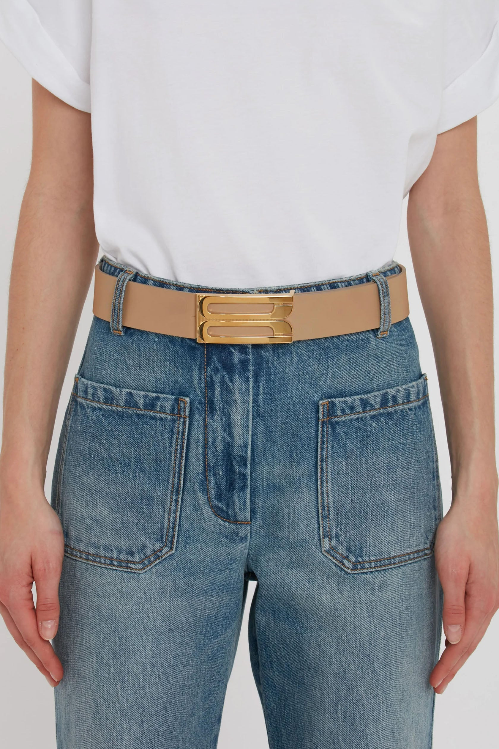 Jumbo Frame Belt In Camel Leather - 2