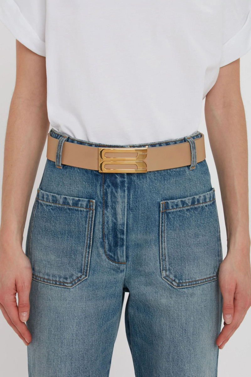 Victoria Beckham Jumbo Frame Belt In Camel Leather outlook