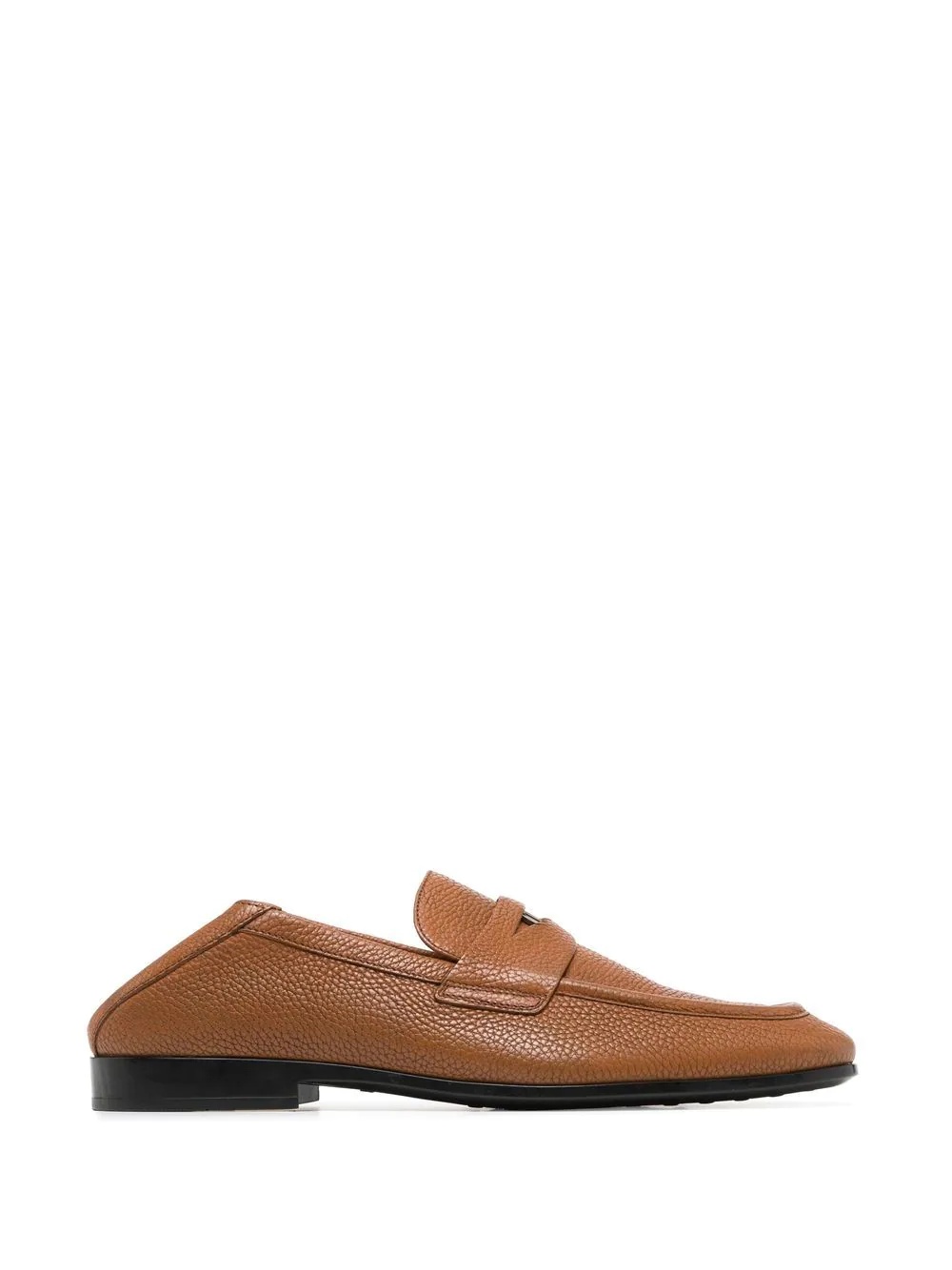 logo-plaque leather penny loafers - 5