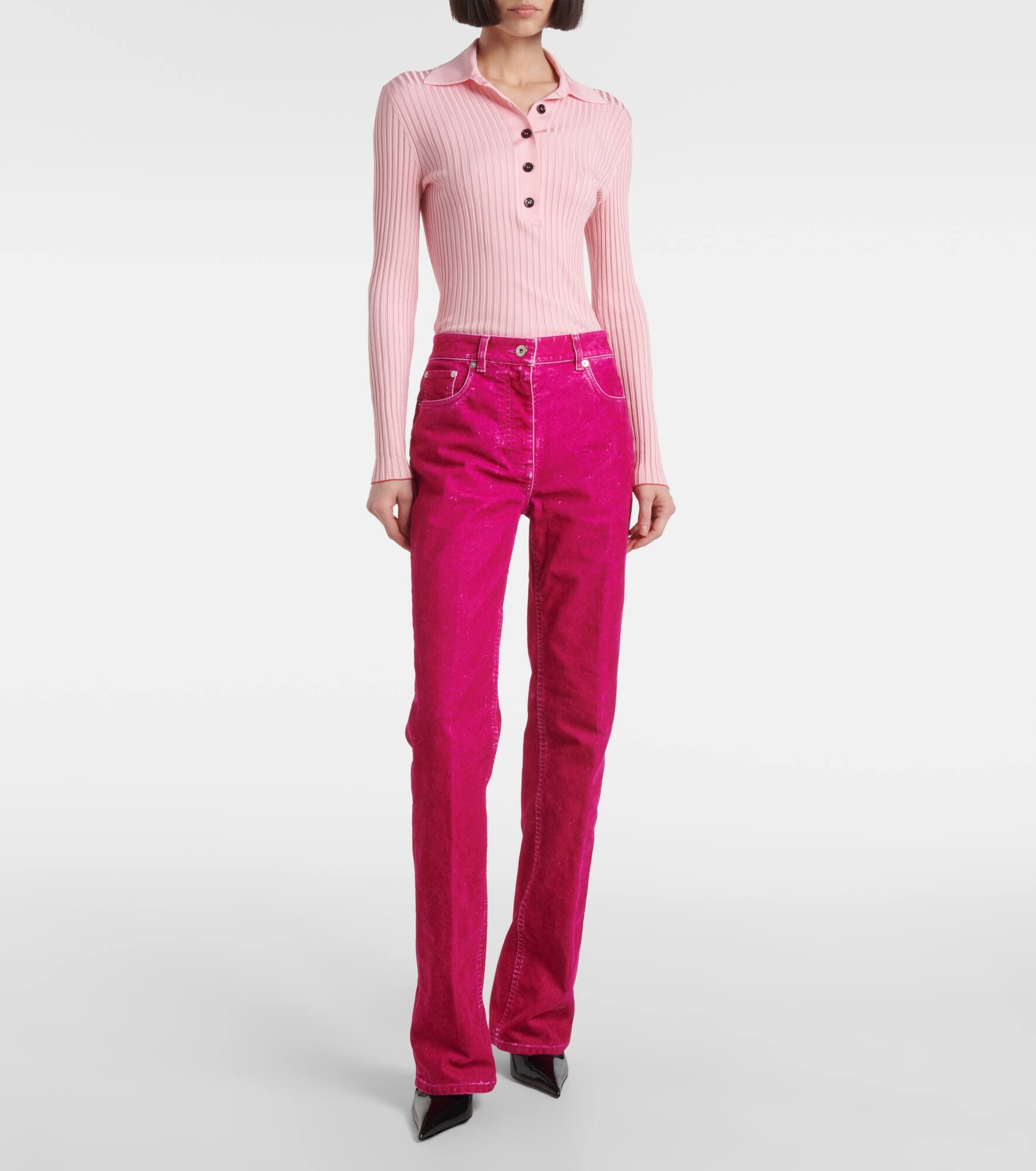 Cotton-blend drill straight pants - 7