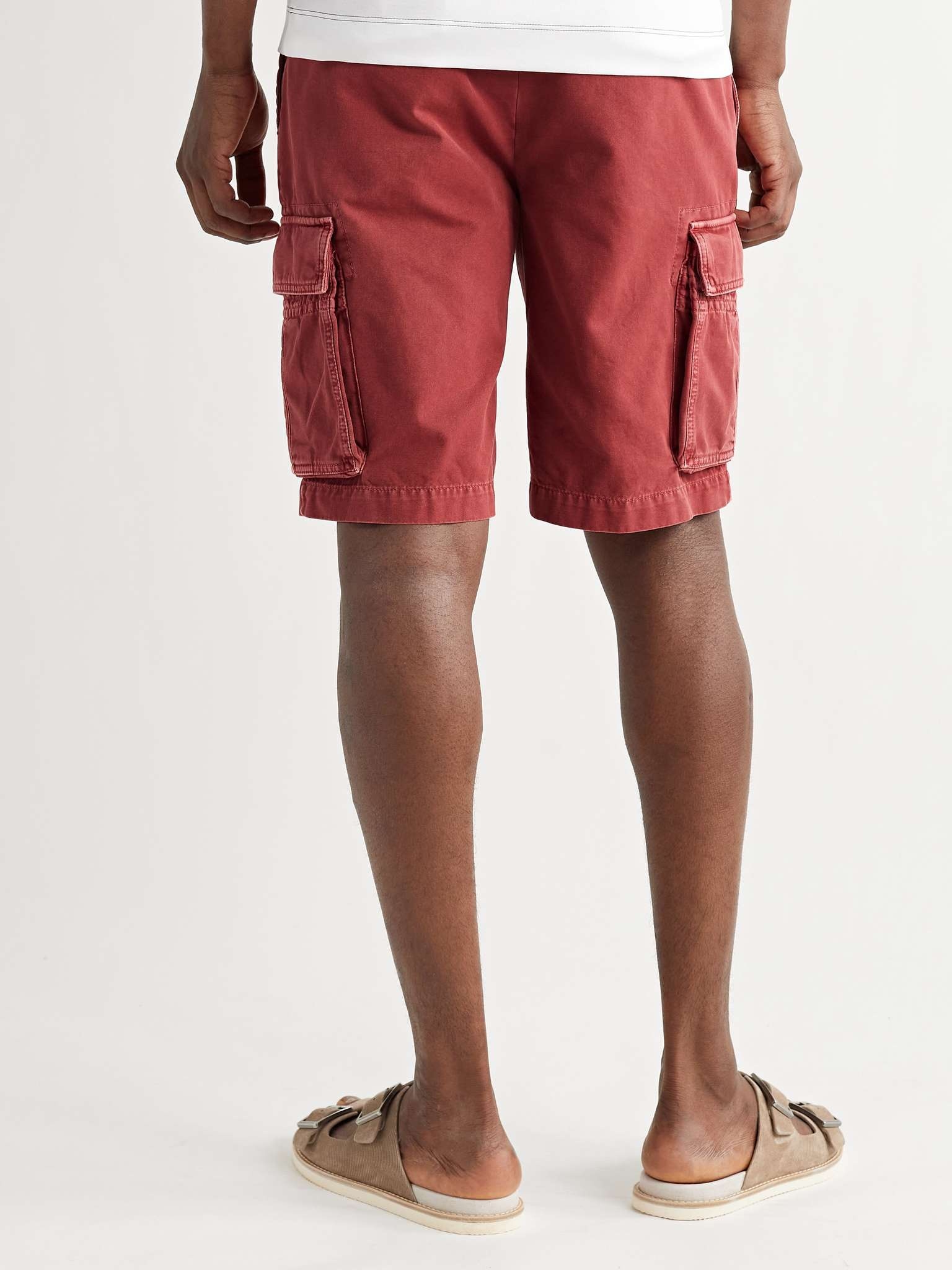 Garment-Dyed Cotton-Twill Drawstring Cargo Shorts - 4