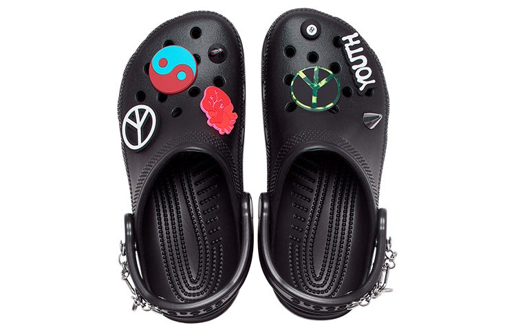 Crocs Classic Feel The Positivity Casual Unisex Black Sandals 207571-001 - 6