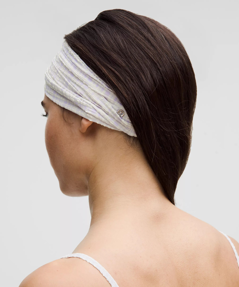 Women's Seersucker Check Gathered Headband 3