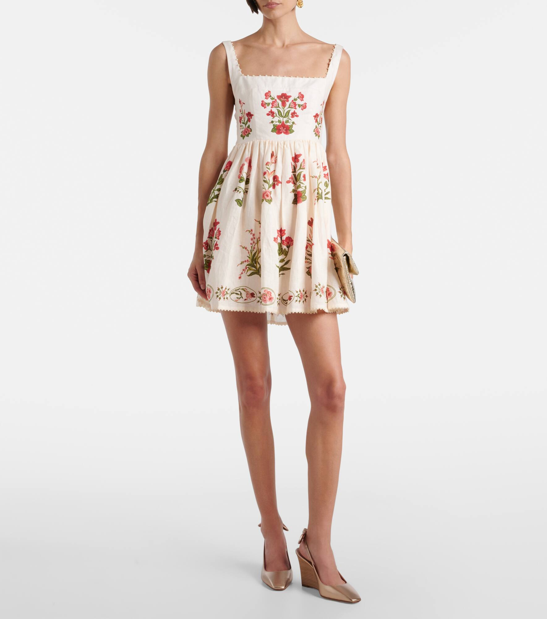 Barbara Mini Canna floral linen minidress - 2