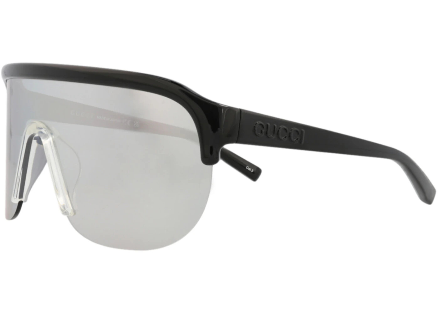 Gucci Shield-Frame Injection Sunglasses Black Black Silver (GG1645S-30015323-003) - 2