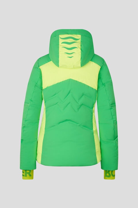 Della Down ski jacket in Green/Yellow - 3