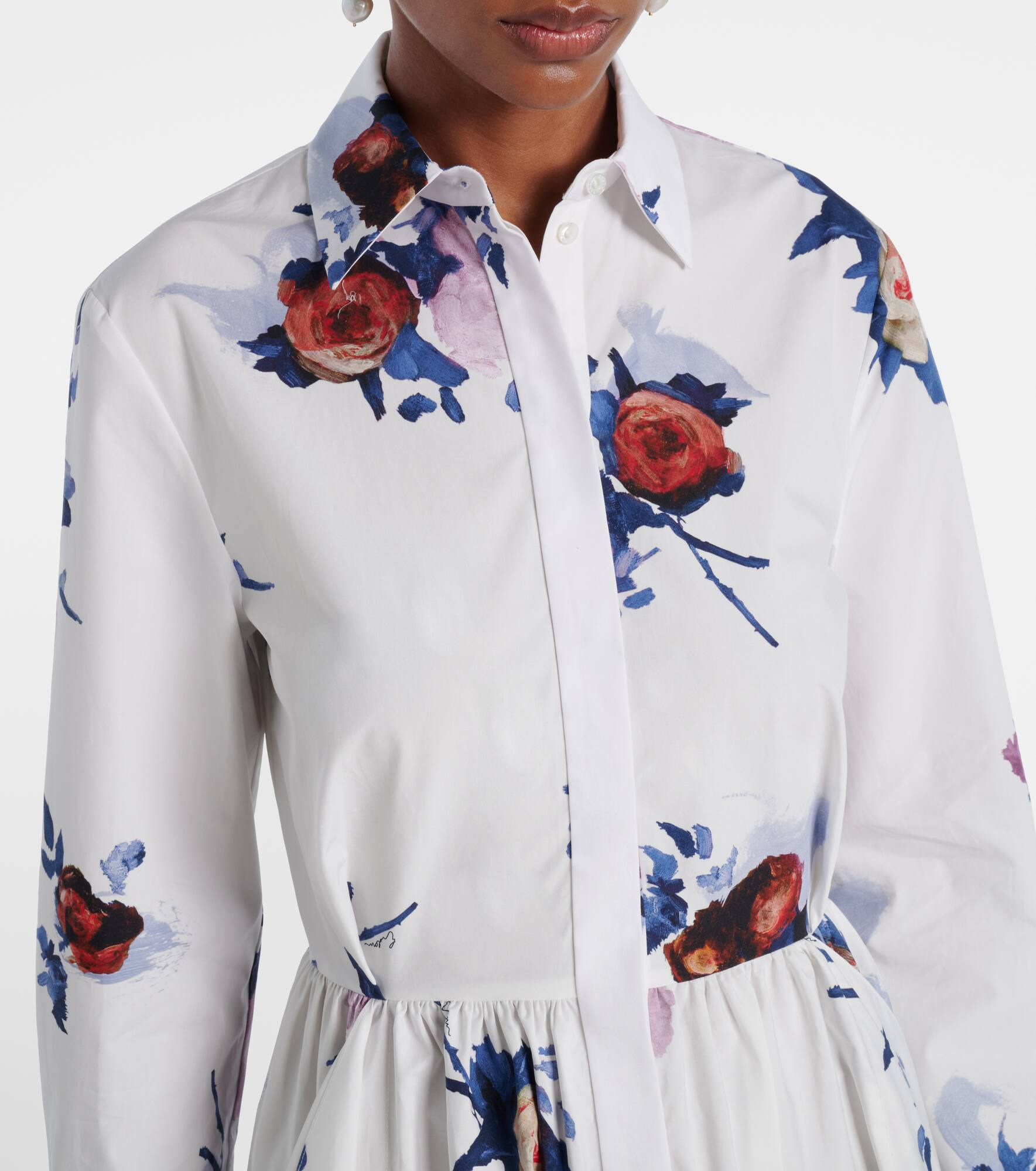 Floral cotton poplin shirt dress - 4
