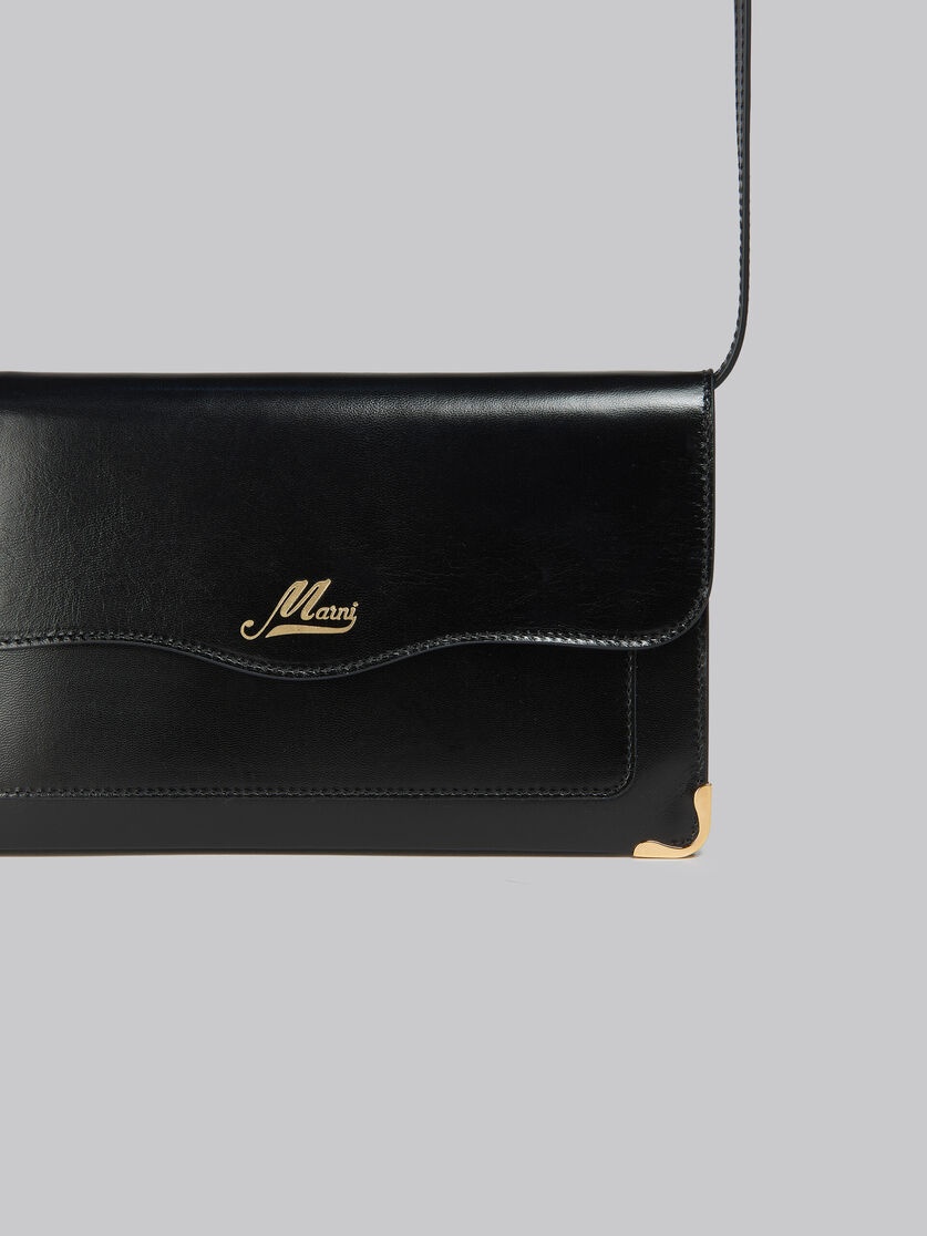 BLACK LEATHER POUCH WITH WAVY FLAP - 5