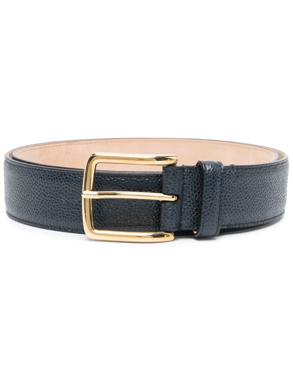 4-Bar stripe pebbled leather belt - 1