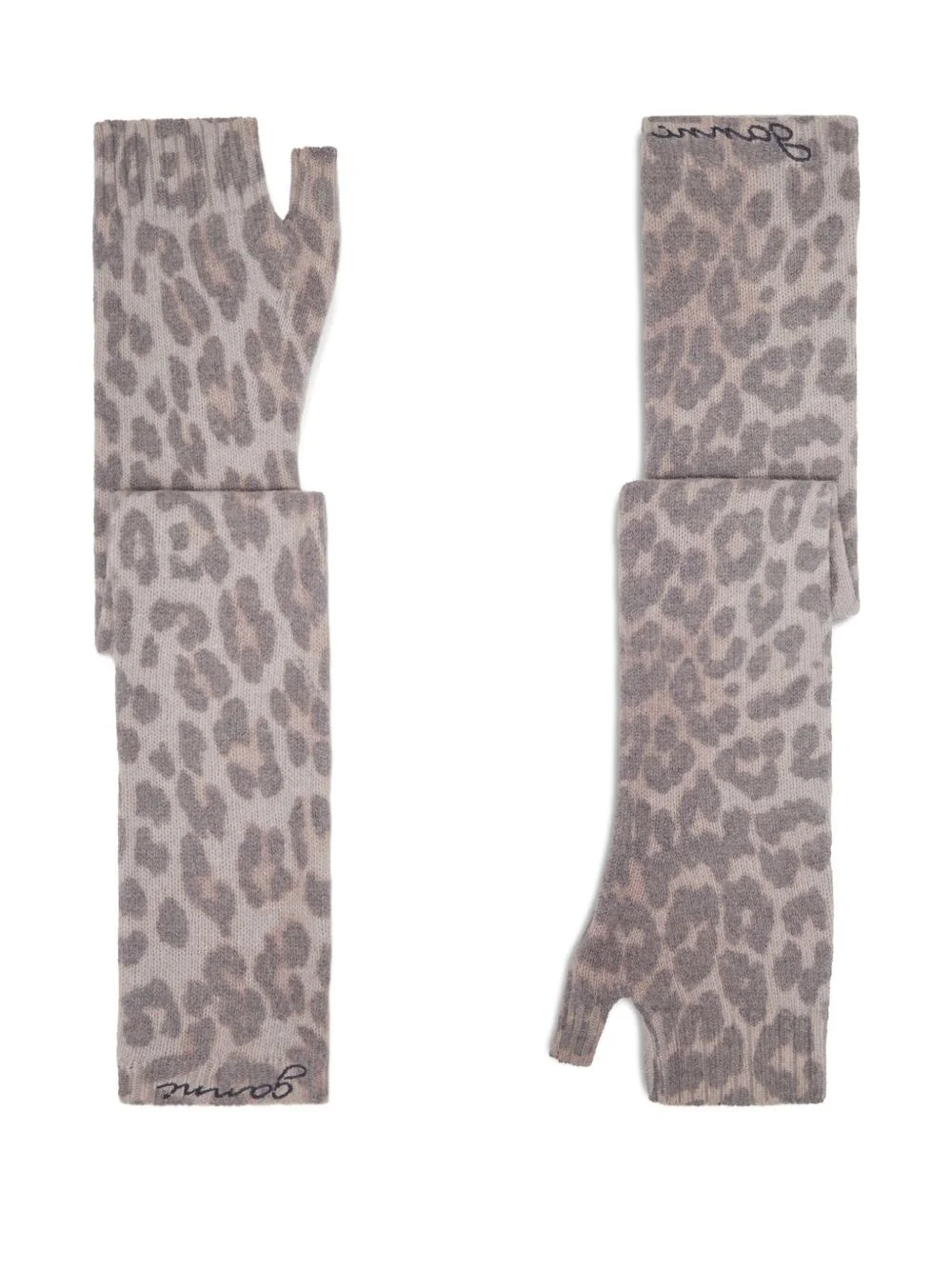 leopard-print fingerless gloves - 1