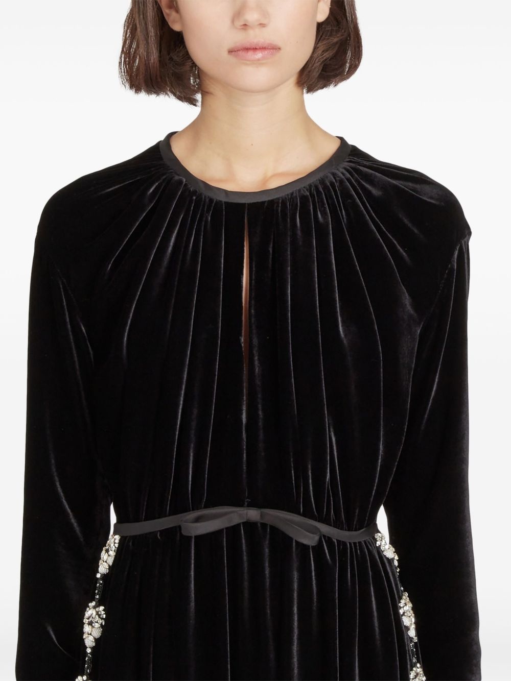 rhinestone-embellished velvet dress - 5