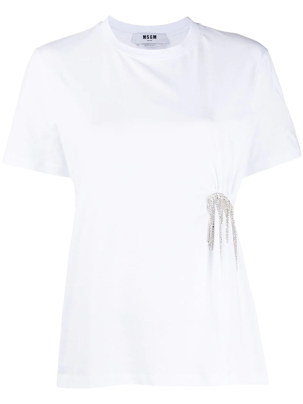 crystal-fringe short-sleeve T-shirt - 1