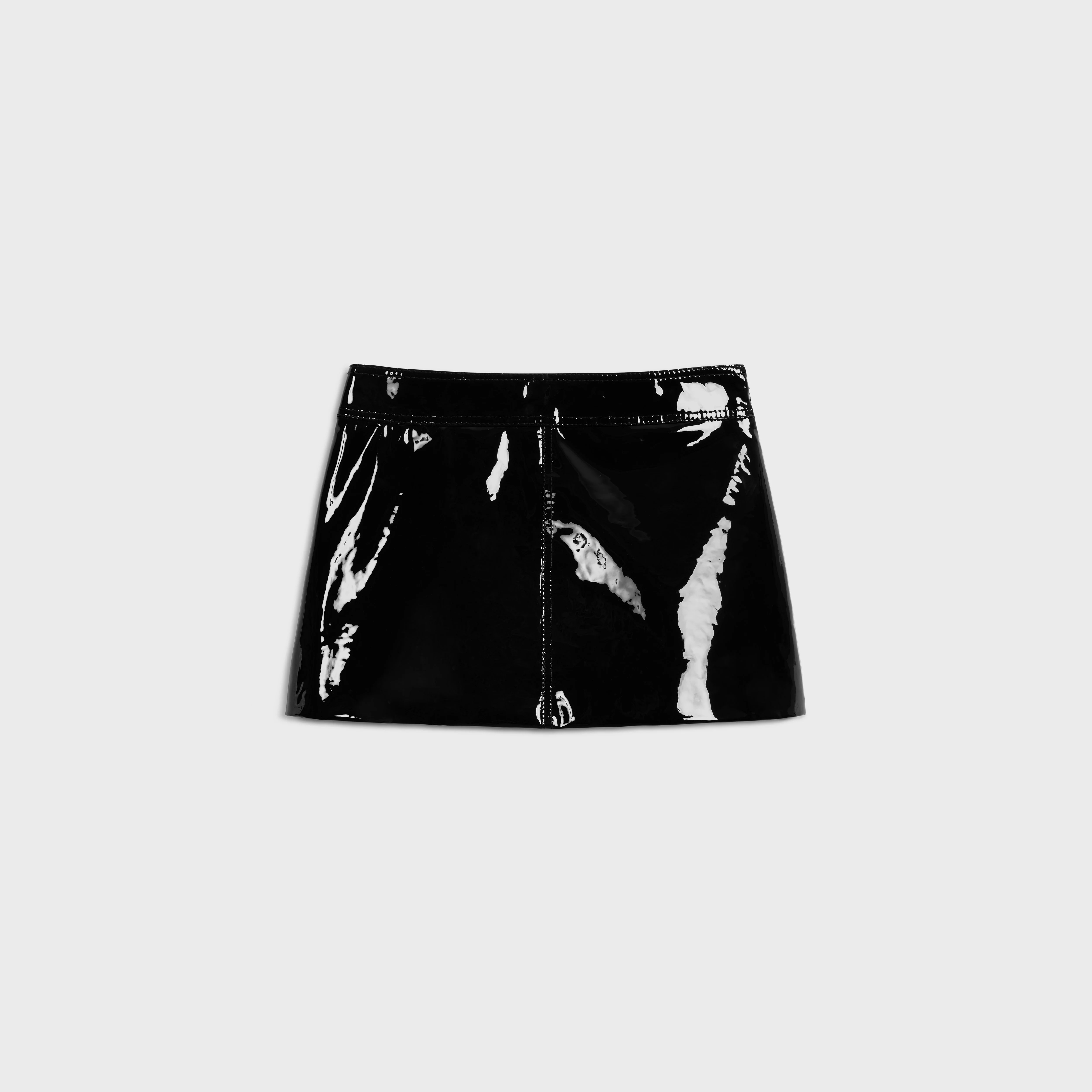 trapeze mini skirt in patent lambskin leather - 1