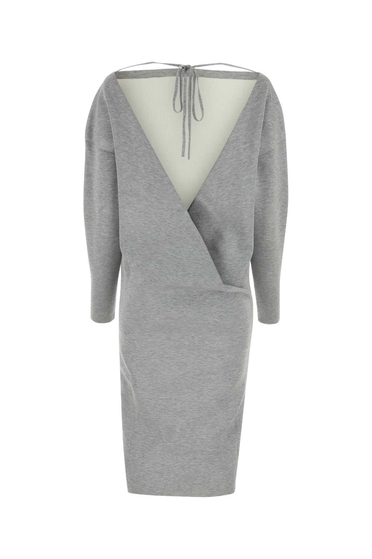 Gucci Women Grey Stretch Wool Blend Dress - 2