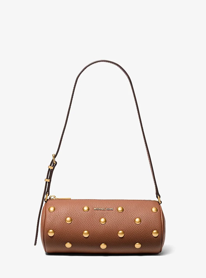 Izzy Small Studded Pebbled Leather Barrel Pochette - 1
