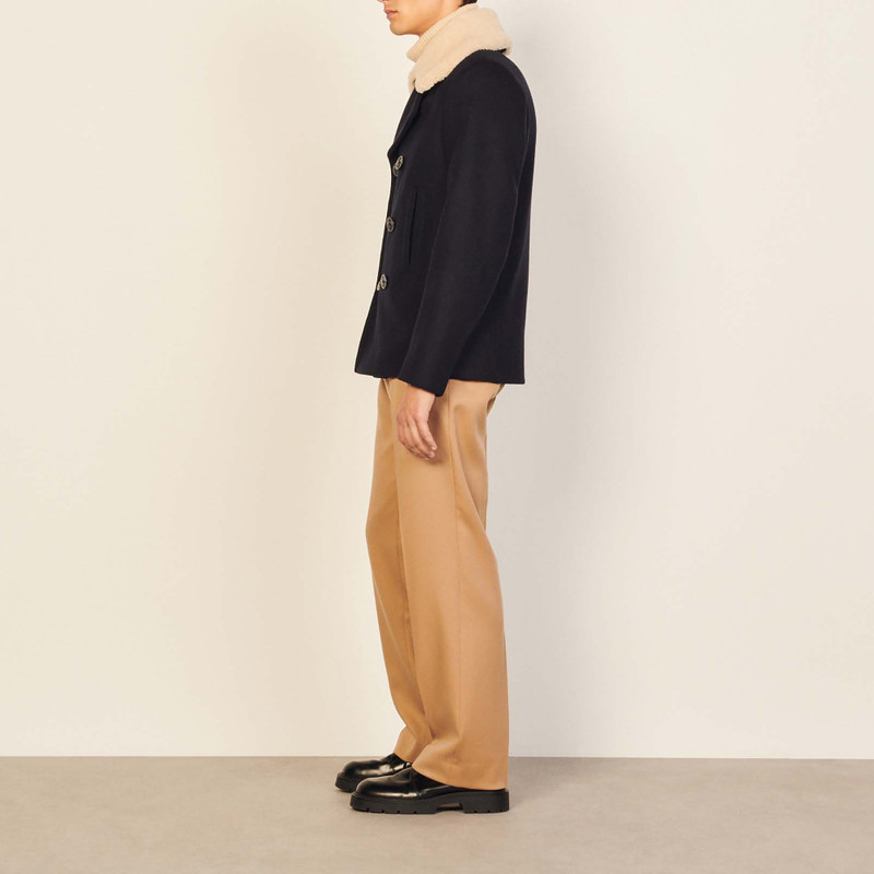 Pea coat with sheepskin collar 4