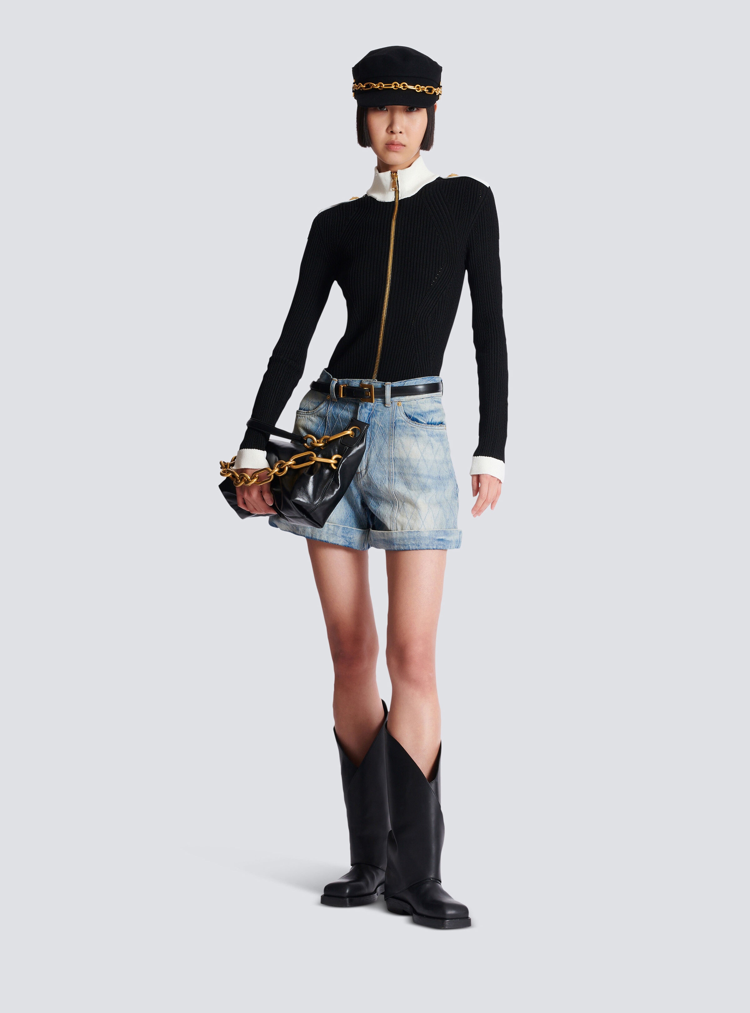 Zipped high-neck knit cardigan - 2