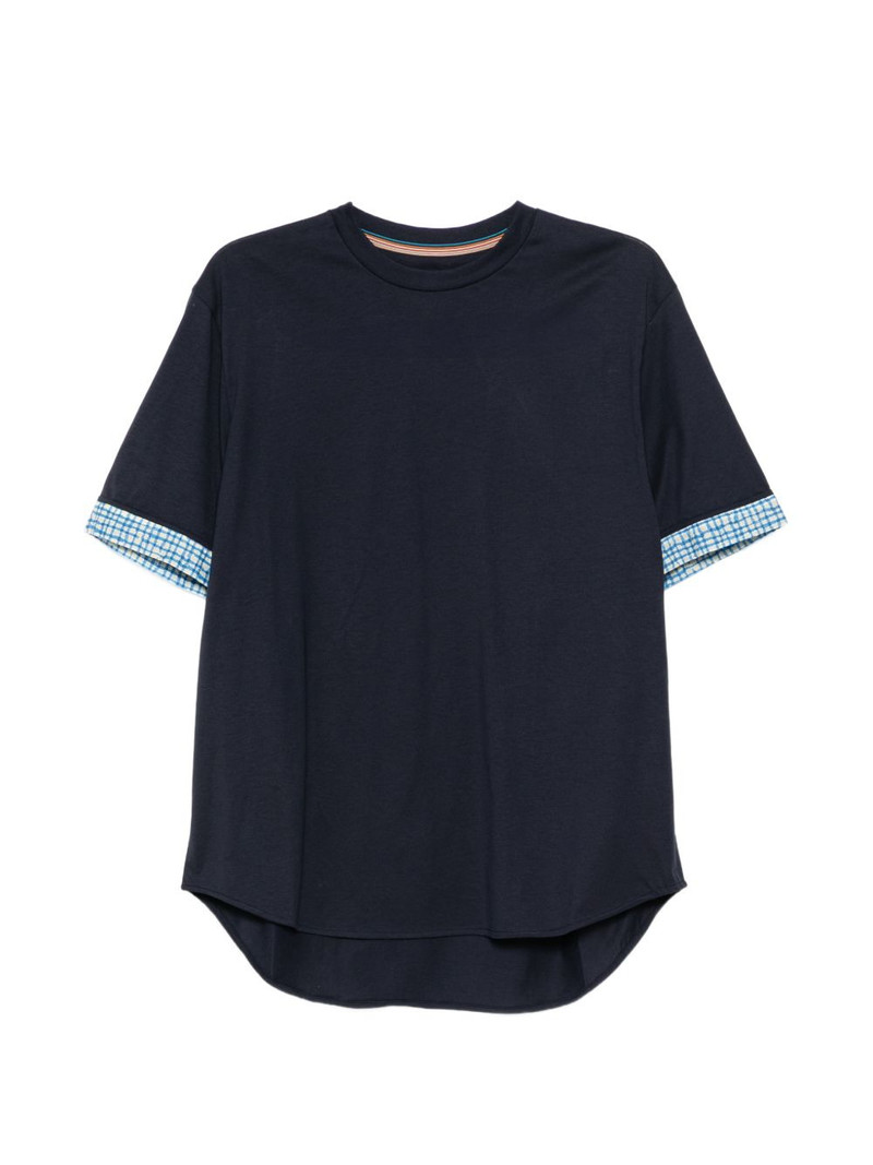 checked-cuff T-shirt 1