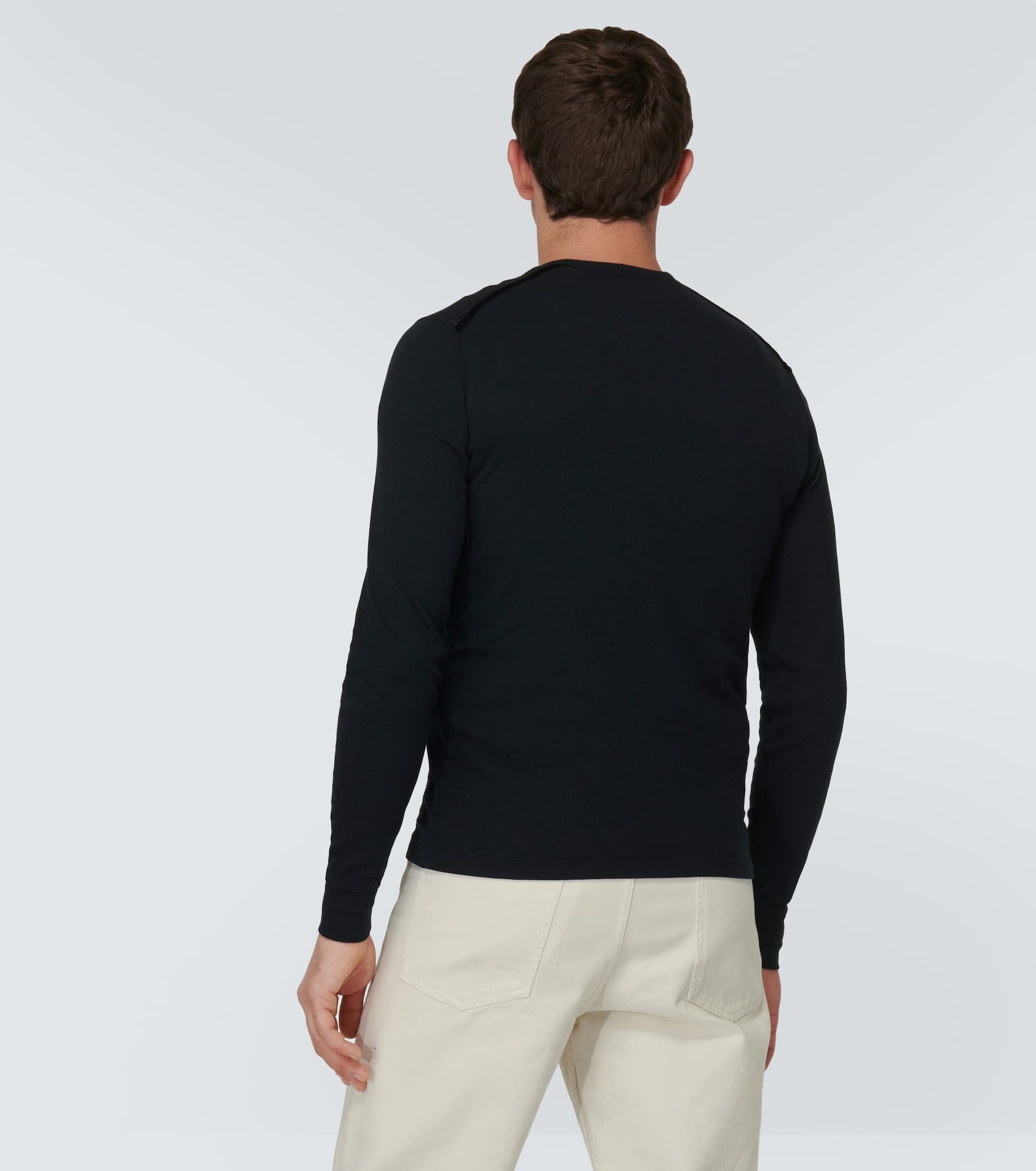 Ribbed-knit jersey Henley shirt - 4